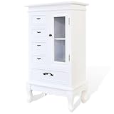 vidaXL Kommode Schrank Vitrine Shabby mit 5 Schubladen 2 Regale Antik weiß