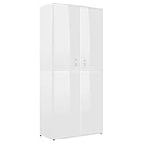 vidaXL Schuhschrank mit 6 Regalen Hängestange Schuhregal Schuhablage Schrank Wandschrank Schuhaufbewahrung Hochglanz-Weiß 80x39x178cm Holzwerkstoff