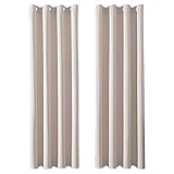 MRTREES Vorhang Blickdicht Gardinen Thermovorhang mit Ösen Verdunklungsvorhang Ösenschal Vorhänge Kurz Modern 245×140cm(H×B) Beige Creme 2er Set für Büros Wohnzimmer Schlafzimmer Kinderzimmer