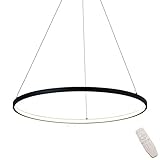 Serin-Eletro Modern LED-Pendelleuchte Schwarz Rund Ring Dimmbar Pendellampe mit Fernsteuerung Höhen-Verstellbar Decken-Hängeleuchte für Wohnzimmer Schlafzimmer Esszimmer Küchen Beleuchtung,φ60CM