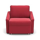 DOMO Collection Relax Sessel | Dauerschläfer Boxspring Sofa mit Schlaffunktion | Schlafsessel Gästebett Schlafsofa | 108 x 96 x 86 cm | rot