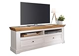 Woodroom Oslo TV-Schrank, Fernsehtisch, Lowboard, Holz, weiß, für Fernseher bis zu 70 Zoll