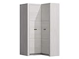 KRYSPOL Eckkleiderschrank Indiana I14 Kleiderschrank, Eckschrank mit Kleiderstange und Einlegeböden, Farbasuwahl, Modern Design (Kraft Weiß, Seite - Links)