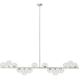 Kare Design Hängeleuchte Scala Balls, Silber, XL-Hängeleuchte, 14 Leuchtenschirmen aus Glas, 138x155x28cm