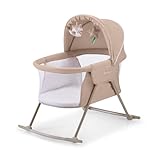 kk Kinderkraft Kinderbett 3 in 1 LOVI, Kinderreisebett, Stubenwagen, Babywiege, Zusammenklappbar, Einfach Transport, mit Zubehör, Tasche, Moskitonetz,von Geburt bis 9 kg, 1 Stück (1er Pack), Beige