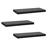 WOLTU Wandregal Wandboard Bücherregal Regale für Deko Wandablagen aus MDF Holz, 3er Set Hängeregal Schwarz RG9319sz-3