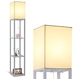 DEANIC Stehlampe Wohnzimmer mit Regal, LED Stehlampen für Schlafzimmer mit Glühbirne, Büro Stehleuchte, Lampenfassung E27,Schwarz