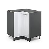 VICCO Küchenschrank R-Line Hängeschrank Unterschrank Küchenzeile Küchenunterschran Anthrazit (Weiß Hochglanz, Eckunterschrank)