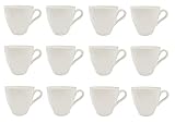 LISSEK 12 Stück Kaffeetassen mit Henkel aus hochwertiger Keramik, weiße Serie, Kaffeetassen für Heißgetränke, Arbeit, Büro, 12er Set, weißer Henkel, Kaffeegenuss