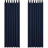 Deconovo Verdunkelungsvorhang Schlaufen Thermogardine Kälteschutz Schlaufen Gardinen Schlafzimmer, 175x140 cm(HöhexBreite), Dunkelblau, 2er Set