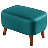 Home Furniture Ottomane Fußschemel Gepolsterter Sitz aus PU-Leder 丨 Holzhocker Quadratische Hockerbank 丨 Multifunktions-Fußstütze aus Leder - 38 x 60 x 38 cm (Farbe: Blau) (Color : Blue, Siz