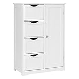 EUGAD Badschrank Hochschrank Badezimmerschrank Badkommode Badregal Nachttisch Nachtkommode Eckschrank Eckkommode Medizinschrank Holz weiß 56x30x81cm