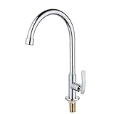 BEVANNJJ ZYY Küchenarmatur Zimmer-Zinklegierung Gemüse Waschbecken Wasserhahn Einzelne Kaltwaschbecken Wasserhahn Einzel-Kaltwasserhahn Badezimmermöbel (Farbe: Silber, Größe: 37 x 17 x 4,5 cm)