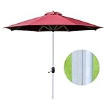 NOALED Gartenschirm, 2,7 m Aluminiumlegierung Gartenschirm mit Kurbelhof, achteckiges Polyester-Baldachin, Strandschirm, Terrassenschirm (Rot A)