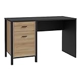 Meubletmoi Schreibtisch L120 cm schwarz und Eichenoptik mit Metallgriffen schwarz – modernes und zeitloses Design – Mode