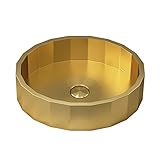 Bathroom Sink/Waschbecken Bad Badezimmer-Waschbecken, kommerzielles mattgoldenes ovales Waschbecken 17,7 × 14,5-Zoll-Waschbecken, langlebiges T304-Edelstahl-handgefertigtes Waschbecken Badwaschbecken