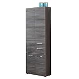 trendteam smart living Skin Badezimmer Hochschank Schrank, Sardegna Stauraum, Front und Korpus Rauchsilber, 60 x 182 x 31 cm