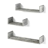 Vicco 3er Set Wandregal Hängeregal Bücherregal Wandboard Trend Regal (Beton)