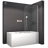 BERNSTEIN Badewannenaufsatz NT201 Duschwand für Badewanne, Faltwand für Wanne 80x140cm, Duschwand, Duschtrennwand aus ESG-Glas –Duschabtrennung Badewanne Profilfarbe Chrom