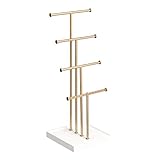 Amazon Basics - Blatt Schmuckständer, Baum-Design, 4 Ebenen, Weiß/Messing