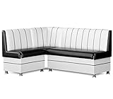 Rodnik Eckbank Fredo groß Sitzbank 213x142 cm Truhenbank gepolstert Kunstleder mit Stauraum (schwarz-weiß)