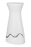 Gilde Vase Carino matt weiß/silberfarben H: 30 cm B: 16 cm T: 11 cm 32455