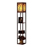 BPILOT Stehlampe Holz-Stehlampe Mit 3-lagigem Regal, Moderne Einfache Vertikale Hochzeitslampen Am Bett Für Schlafzimmer, Wohnzimmer, Büro Wohnzimmer Leselampe