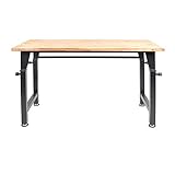 Werkbank | Werktisch I höhenverstellbar | Tragkraft 200 kg | HxBxT 1.050 x 1.350 x 600 mm | hochrobust aus pulverbeschichtetem Stahl | Profi-Arbeitstisch | 3,5 cm Starke Holzplatte