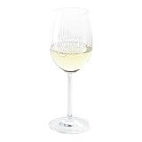 Geschenke 24 | Elegantes Weinglas mit Gravur (Weißwein,mit Name) | mit Spruch Wine o'clock | optional mit Wunschname personalisiert | Geschenkidee für Weinliebhaber | spülmaschinenfest