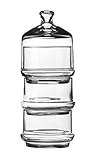 kleine Bonboniere 3-stöckig, Glück im Glas, Bonbondose durchsichtig, Bonbonglas mit Glas Deckel, Vorratsglas für Süssigkeiten für Kiosk, Süsswarenläden oder zum Präsentieren (Glas_mit_3_Etage_(710ml))