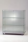 MHN breite Ausstellungsvitrine Sicherheitsglas abschließbar Stand Glasvitrine Theke 2-türig 80 cm breit 90 cm hoch