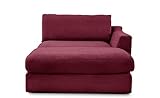 CAVADORE Sofa-Modul 'Fiona' Longchair mit Armteil rechts / XXL-Recamiere passend zur Couchgarnitur Fiona / 139 x 90 x 199 /Webstoff burgunder-rot