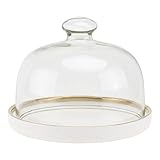 Lebensmittel-Abdeckplatten-Set aus Glas, Kuchenkuppel mit Keramik-Tablett, runde Glas-Kuchenabdeckung, Lebensmittel-Teller-Deckel, transparente Abdeckung for Zuhause, Backen, Kuchen, Dessert, Präsenta