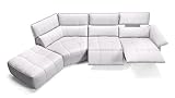 sofanella - Eckcouch Adria Ledersofa Ecksofa Wohnlandschaft - Weiß