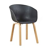 Moderne Küchen-Esszimmerstühle, moderner Esszimmerstuhl mit gebogener Rückenlehne aus Kunststoff, Sessel für Wohnzimmer, Schlafzimmer, Küche, Esszimmer, Wartezimmer (Farbe: Schwarz)