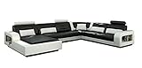 JVmoebel LEDERSOFA WOHNLANDSCHAFT XXL LEDERGARNITUR ECKSOFA H2218, Weiß/Braun, 200x388x280 oder 280x388x200, Leder
