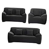 HOMSFOU Schlafsofa Doppel-Récamiere Schlafsofa Dicker Plüsch-Sofabezug Sofakissenbezüge Sofa-Schonbezug Schutz Schwarzer Schieber Waschbar Abnehmbarer Sofa-Schonbezug