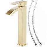 Wasserfall Bad Schiff Waschbecken Wasserhahn Einhand 1 Loch Deck Mount Toilette moderne hohe Hahn Gold gebürstet Leekayer,YA70531BGZH