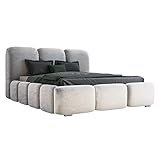 GRAINGOLD Bubble Polsterbett im modernen Stil, verstärkter Holzrahmen, großes bequemes Kopfteil, komfortabel, große Auswahl an Stoffen - 160x200 cm