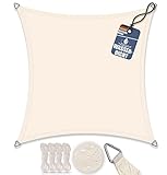 bonsport Sonnensegel Quadrat wasserdicht 3x3 m Creme - Sonnenschutz quadratisch mit UV-Schutz für Garten, Balkon Terrasse, Camping