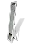 180x40cm Standspiegel groß antik mit Patina | Spiegel mit Fuß barock aus Holz | im Landhausstil als Badspiegel | Schminkspiegel bzw. Frisierspiegel für das Landhaus | Ankleidespiegel (Weiß, 180 x 40 cm)