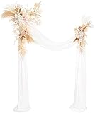 Künstliches Hochzeitsbogen-Blumen-Set, Girlanden, (3er-Pack) – 2-teiliges Lauben-Blumenarrangement mit 1 halbtransparentem Swag for Zeremonie- und Empfangshintergrunddekoration, Rot (Farbe: Weiß) ( Co