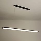 PERTID Streifenförmige Kücheninsel-Pendelleuchte, moderne LED-Hängelampe mit 3 Farbmodi, lange Metall-Hängelampen mit Acryl-Panel-Schirm-Tropfenleuchten, kreative schwarze Aluminium-Kronl