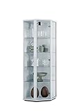 K-Möbel Eckvitrine in Weiss (176x56,5x56,5 cm) mit 4 Glasböden & LED - Modellauto Vitrine Weiß - Vitrinenschrank Weiss - Sammlervitrine - Wohnzimmerschrank Glasvitrine Regal Wand Glas Schrank Glasturm