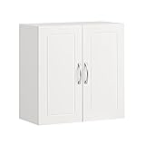 SoBuy® FRG231-W Hängeschrank mit Zwei Türen Wandschrank Badschrank Küchenschrank Medizinschrank Badmöbel Weiß BHT ca: 60x60x30cm