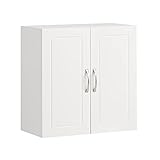 SoBuy® FRG231-W Hängeschrank mit Zwei Türen Wandschrank Badschrank Küchenschrank Medizinschrank Badmöbel Weiß BHT ca: 60x60x30cm