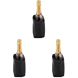 APS Kühlmanschette für Sekt-/Champagnerflaschen, Schwarz - kühlt eine Flasche in 5 Minuten - Abmessungen: 11 x 11 cm, Höhe: 18 cm (Packung mit 3)