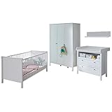 trendteam smart living Babyzimmer 4-teiliges Komplett Set in Weiß mit viel Stauraum