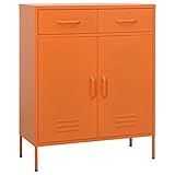 ZEYUAN Lagerschrank, Beistellschrank, Sideboard, Schlafzimmer Kommode, Wohnzimmer Möbel, Schrank Schlafzimmer, Anrichte, Orange 80x35x101,5 cm Stahl