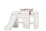 Hoppekids Basic Halbhohes Bett mit Rutsche, Matratzen und Winter Wonderland Vorhänge, Kiefer massiv und Baumwolle, Weiß, 168 x 175 x 105 cm